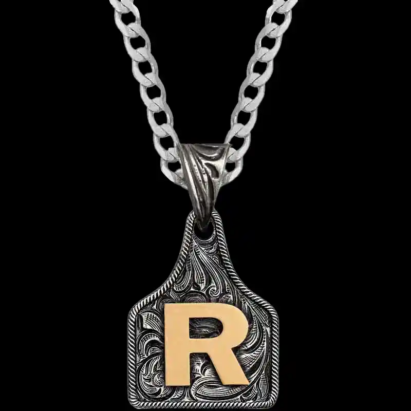 Mini Initial Cow Tag Necklace 