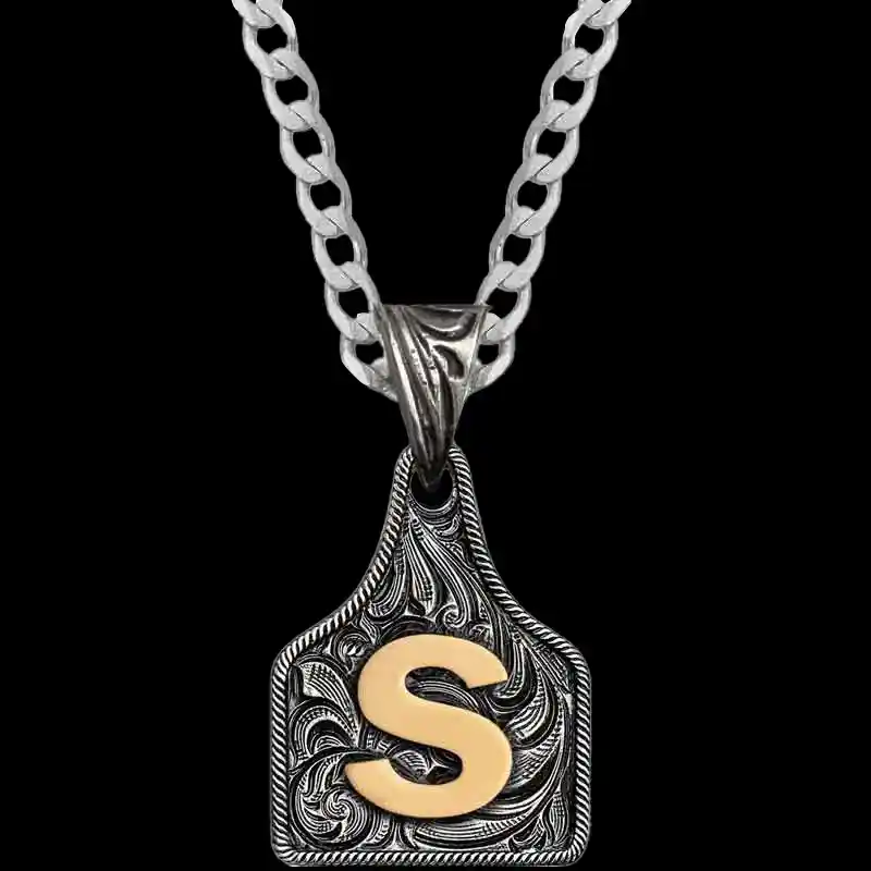 Mini Initial Cow Tag Necklace 
