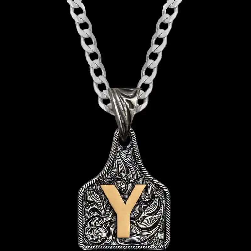 Mini Initial Cow Tag Necklace 