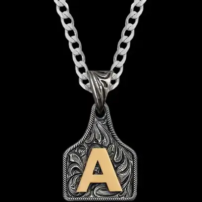 Mini Initial Cow Tag Necklace 