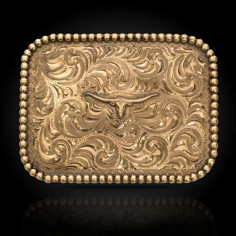 Gold Longhorn Belt Buckle (In Stock)