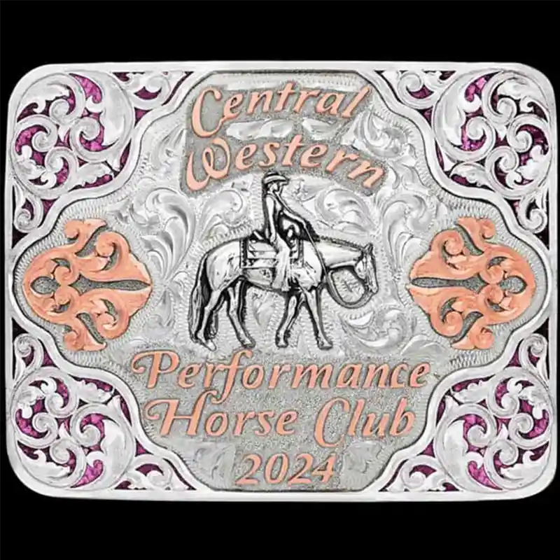 A western square crushed turquoise belt buckle