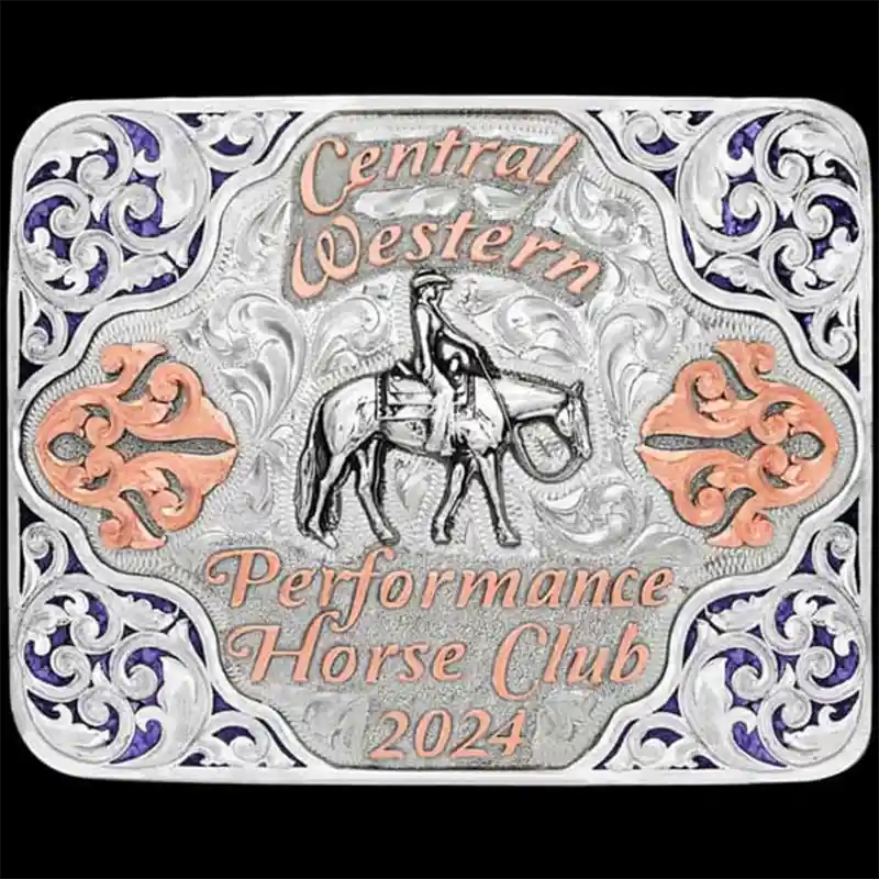A western square crushed turquoise belt buckle